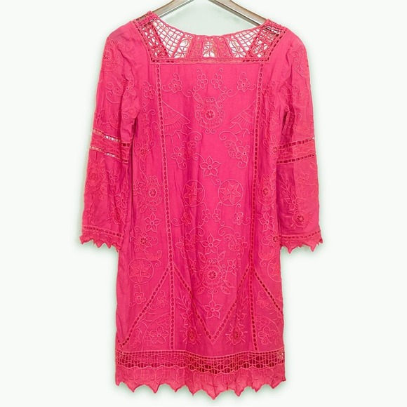 Yoana Baraschi Anthropologie Embroidered, Lace Shift Dress size 4 - Picture 2 of 5